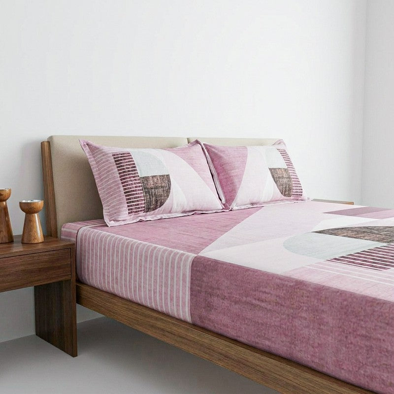 Idris Abstract Cotton Bedsheet (Pink) - 200 TC media 3