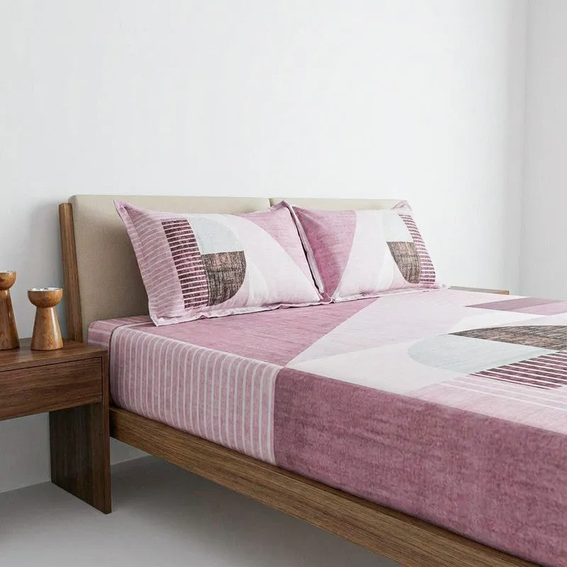 Idris Abstract Cotton Bedsheet (Pink) - 200 TC media 3