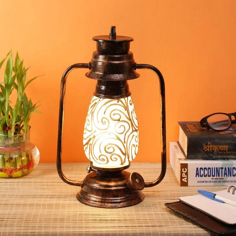 Saagar Mosaic Lantern Iron Table Lamp - Brown,Gold media 1