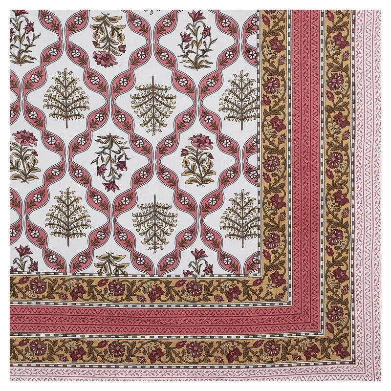 Yashasvi Ethnic Cotton Bedsheet (Pink,White) - 180 TC media 5