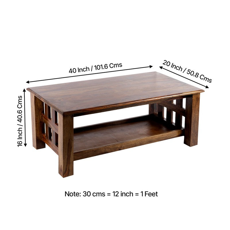Brenox Sheesham Wooden Center Table - Dark Brown media 10