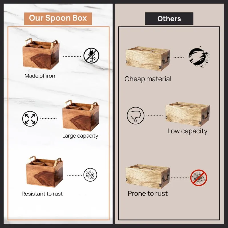 Iroko Cutlery Holder - Brown & Gold media 5