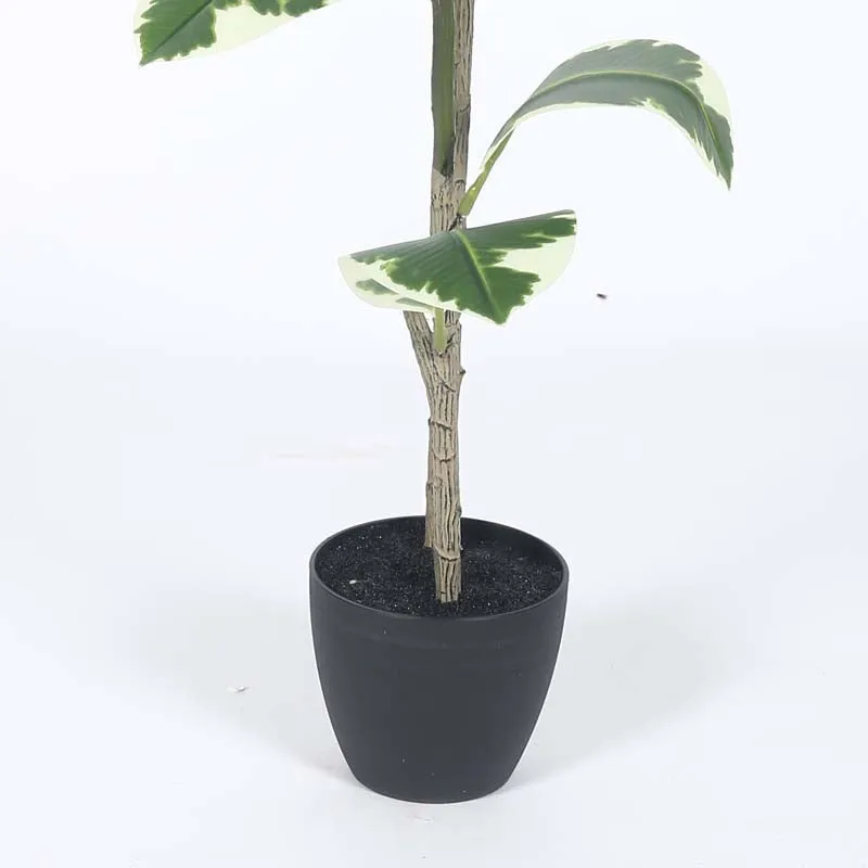 Faux Lush Variegated Rubber Plant With Black Plastic Pot - 4 Feet media 4
