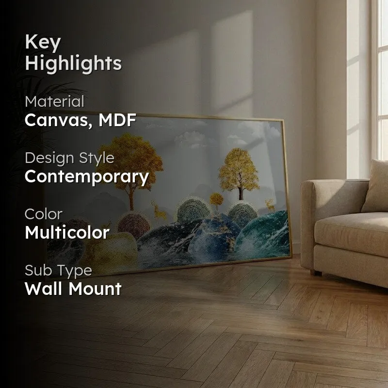 Golden Utopia Canvas Wall Painting With Frame media 2