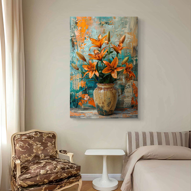 Orange Blooms Canvas Wall Painting