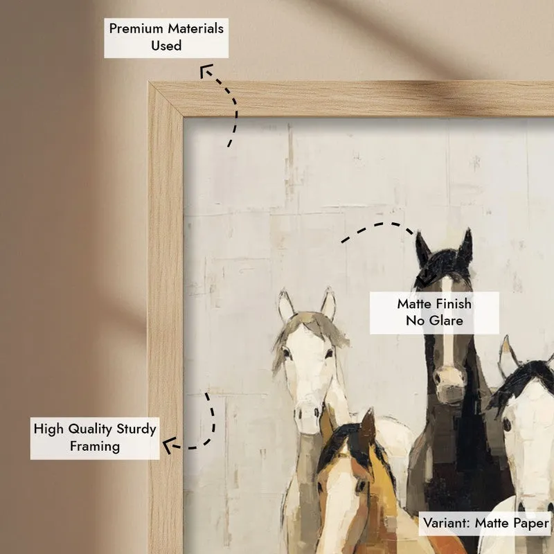 Flowing Horse Wall Painting With Brown Frame media 9