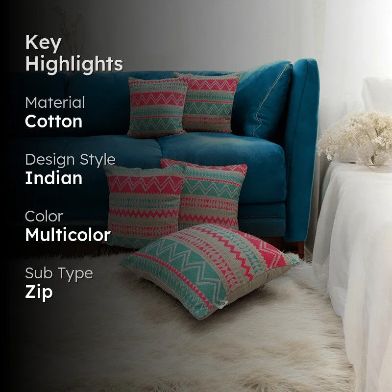 Geo Weave Jacquard Cushion Cover - Set Of Five media 2