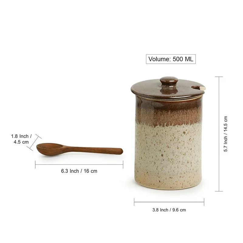 Soulcraft Ceramic Jar With Spoon (500 mL) - Two Piece Set media 5