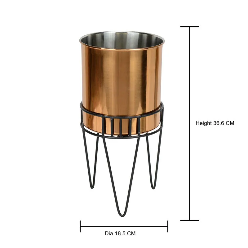 Zenva Stainless Steel Planter - Copper & Black media 4