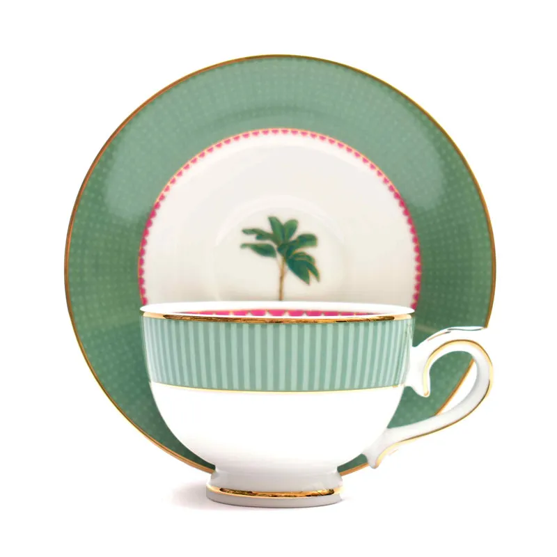 Gilded Mayura 24k Gold Brushed Porcelain Tea Set With Tea Pot - Seventeen Piece Set media 7