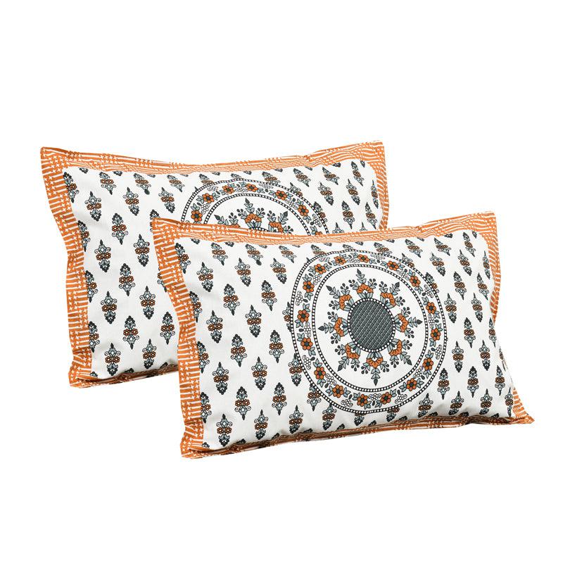 Navika Ethnic Cotton Flat Bedsheet (White & Yellow) - 160 TC media 6