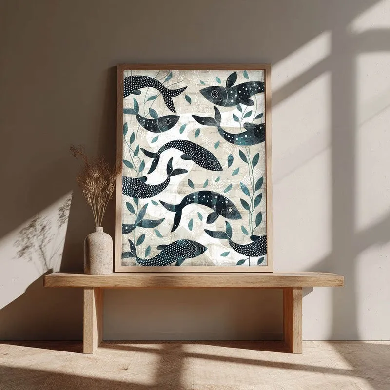 Samudra Canvas Wall Painting With Brown Frame media 4