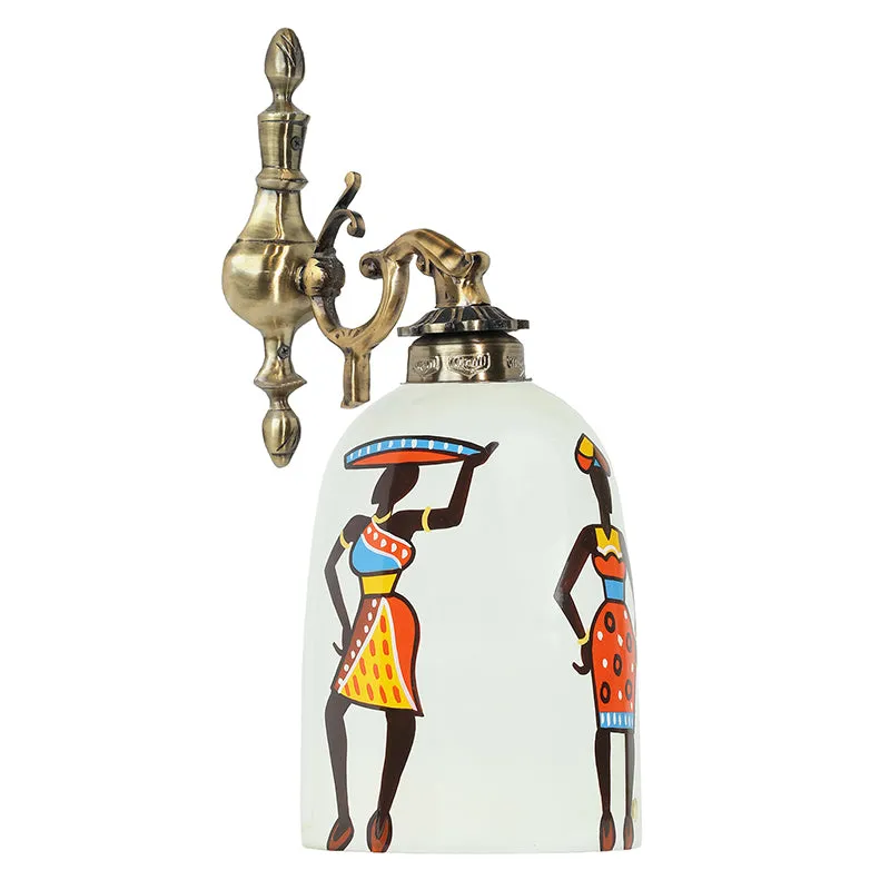 Ethno Lume Hand Painted Glass & Metal Wall Lamp media 6