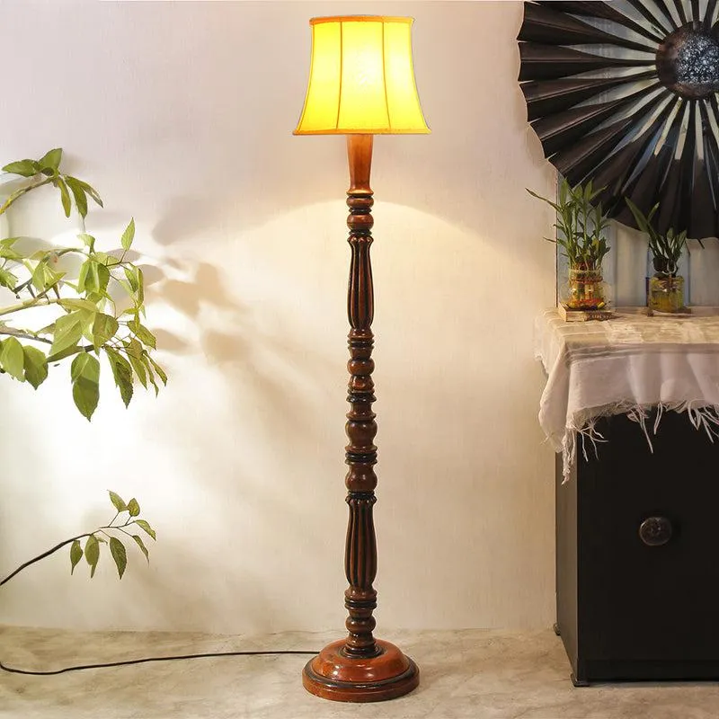 Masiya Miri Vintage Wooden Floor Lamp - Yellow media 1