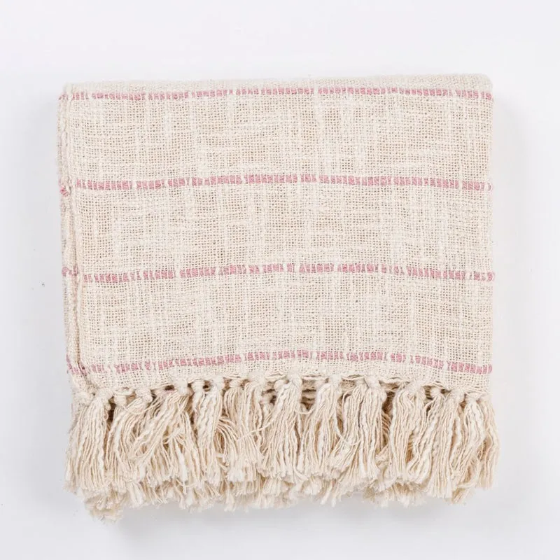 Cinnamon Whirl Striped Throw - Off White media 8