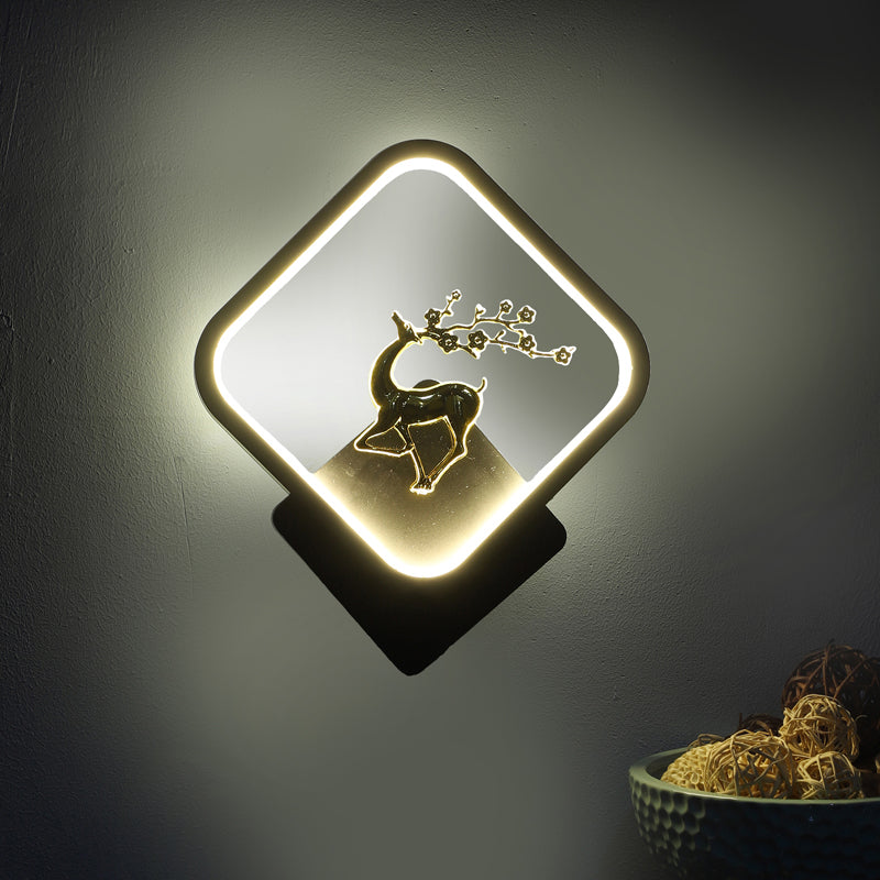 Stag Black Iron Wall Lamp
