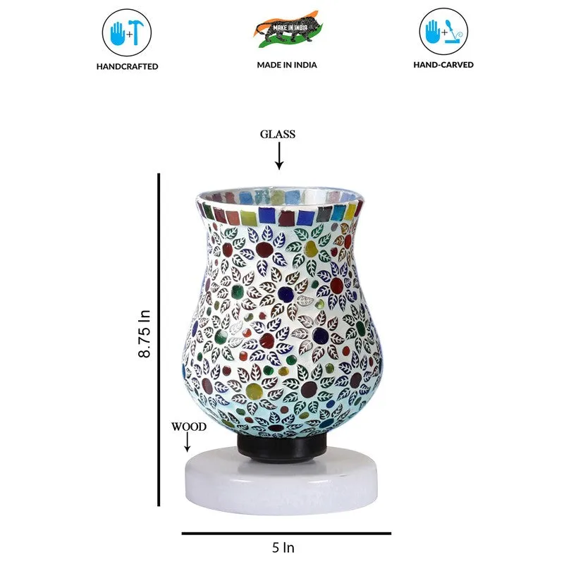 Lumeo Mosaic Glass Table Lamp With Wooden Base - Multicolor media 8