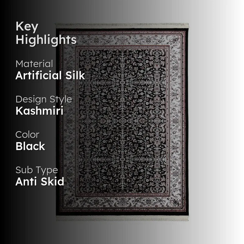 Noorvan Art Silk Carpet - Black media 2
