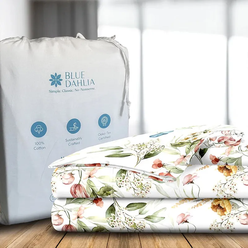 Autumn Flora Fitted Cotton Bedsheet - 300 TC media 6