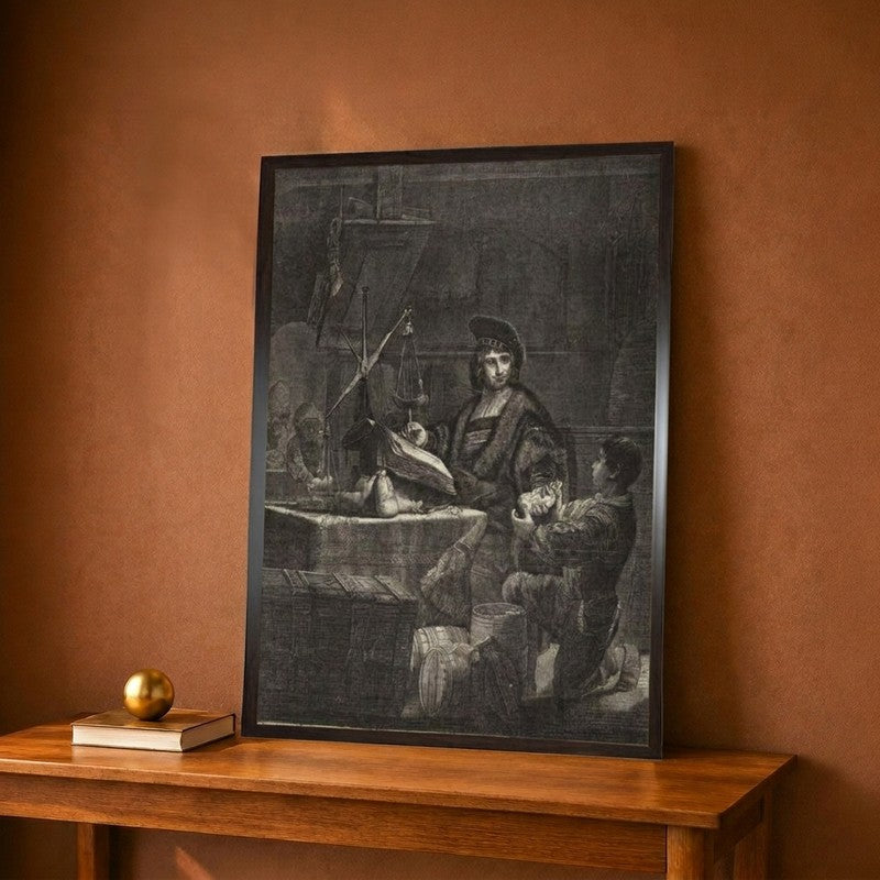 The Gold Weigher Canvas Wall Painting - 9 x 12 Inches