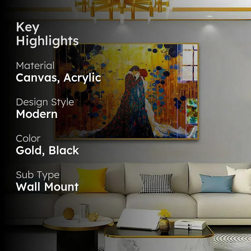 Bound By Love Modern Canvas Wall Art With Frame - Gold media 2