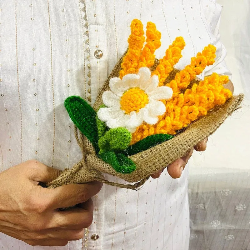 Crochet Handmade Sunflower Bouquet (Yellow,White) - Set Of Seven media 6