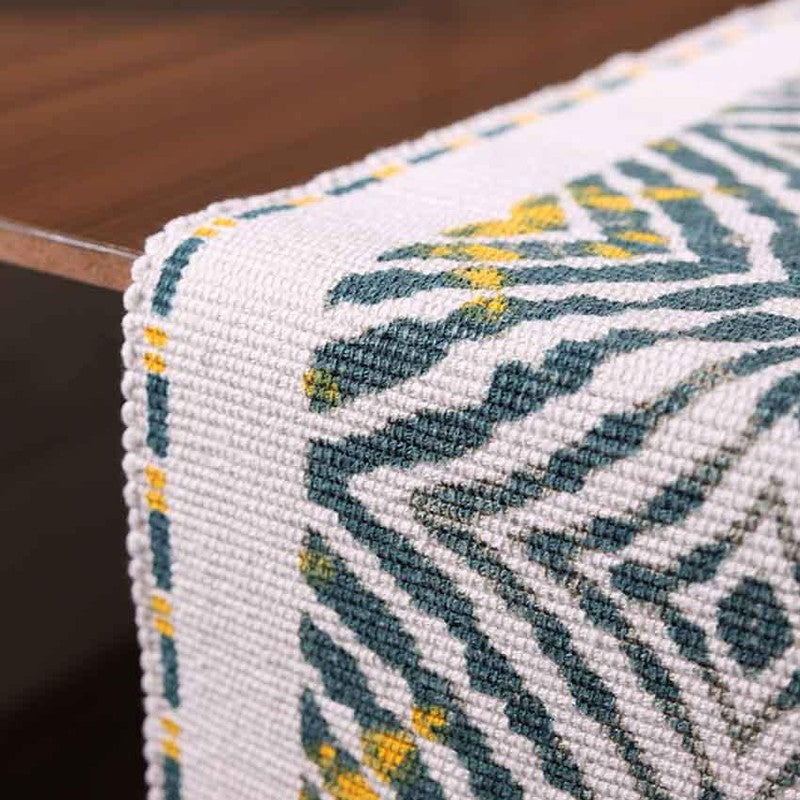 Pyraza Handwoven Tasseled Cotton Table Runner media 5