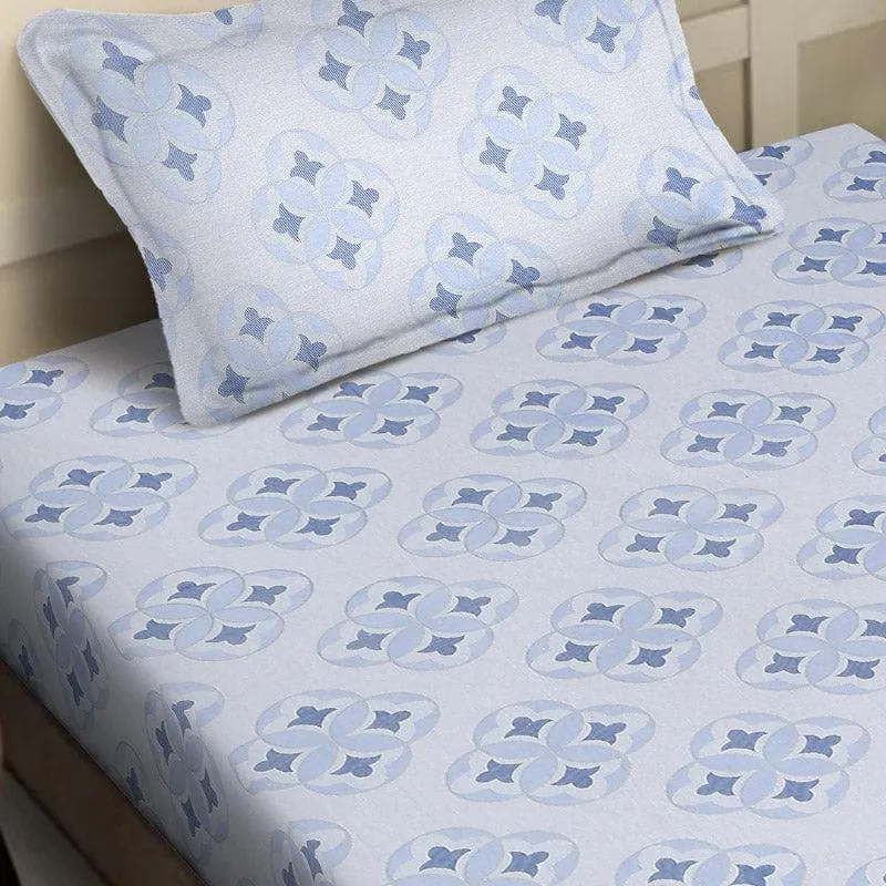 Gienna Printed Cotton Bedsheet (Blue) - 200 TC media 3