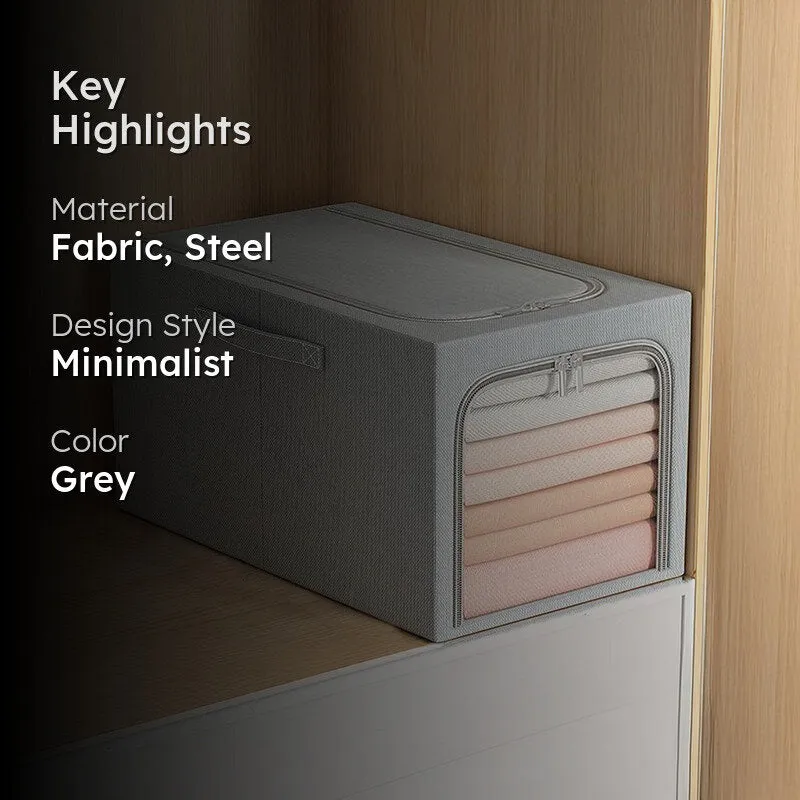 Tuck In Cloth Organiser With Zipper - Grey media 2