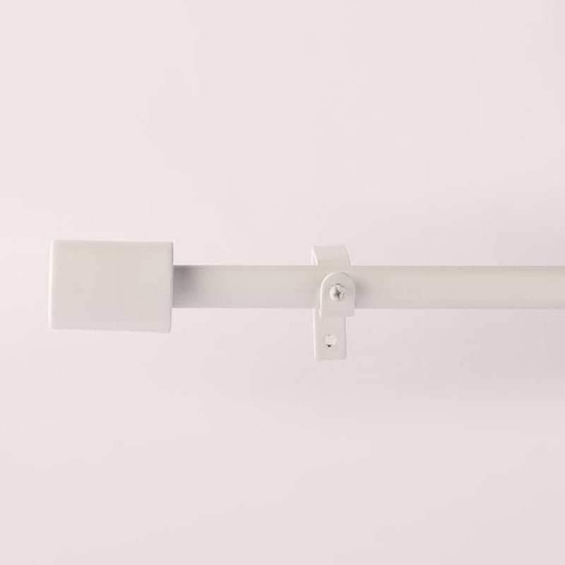 Sleekera Extendable 1" Single Curtain Rod With Round Finial & Brackets (White) media 3