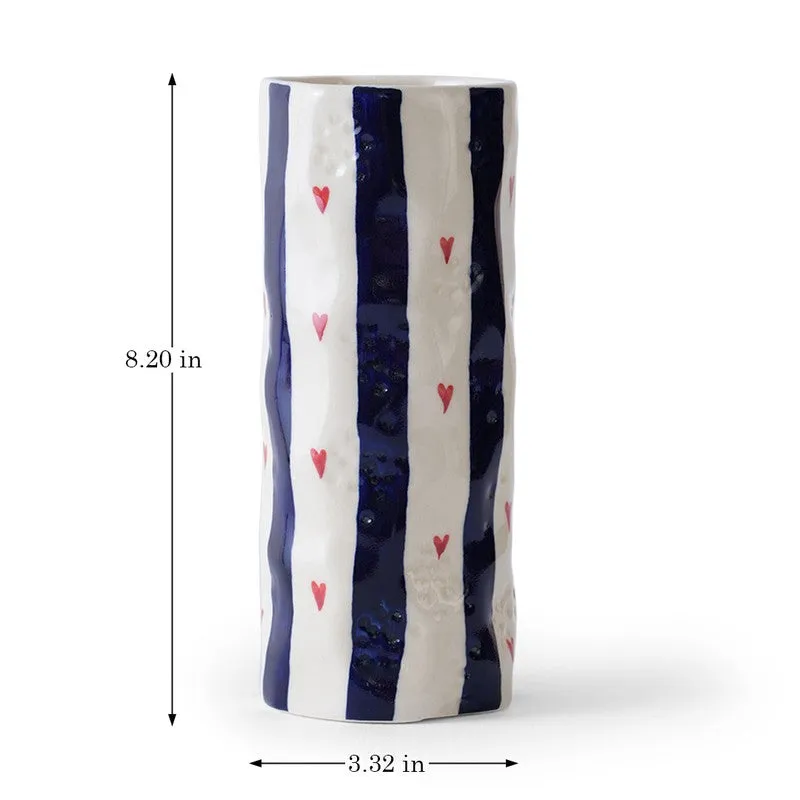 Monoline Stripe Tall Ceramic Vase - Blue media 8