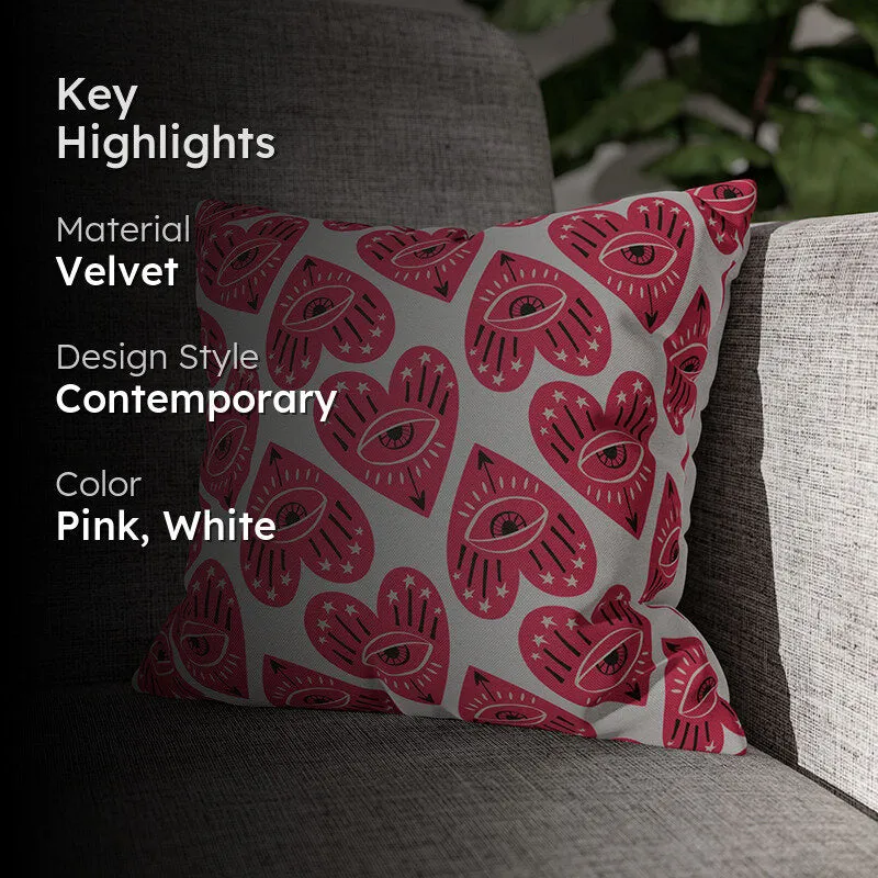 Heart Vision Printed Velvet Cushion Cover media 2
