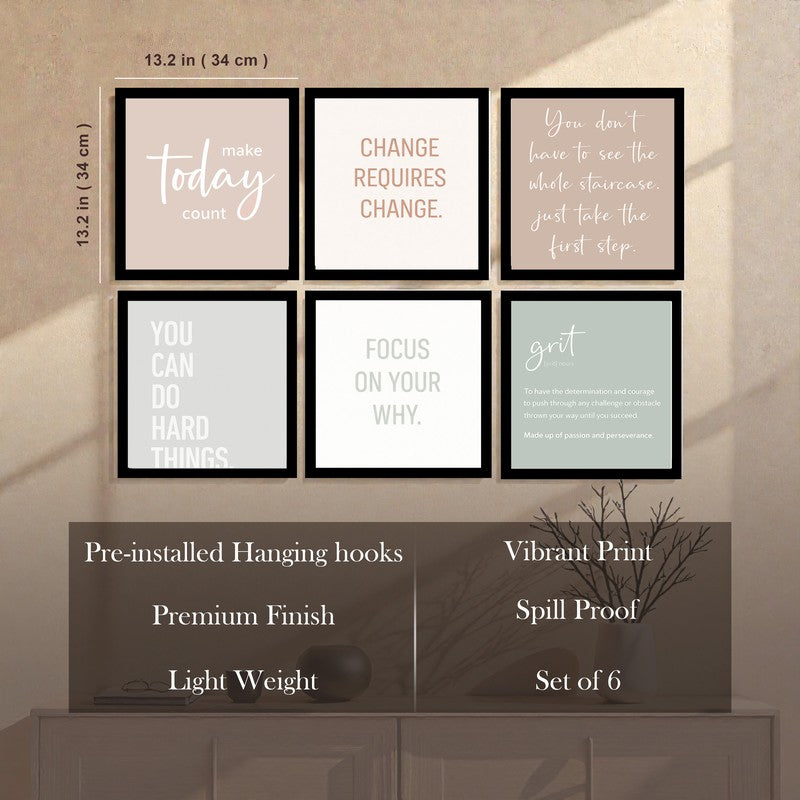Evolve Daily Paper Wall Painting With Frame - Set Of Six media 8