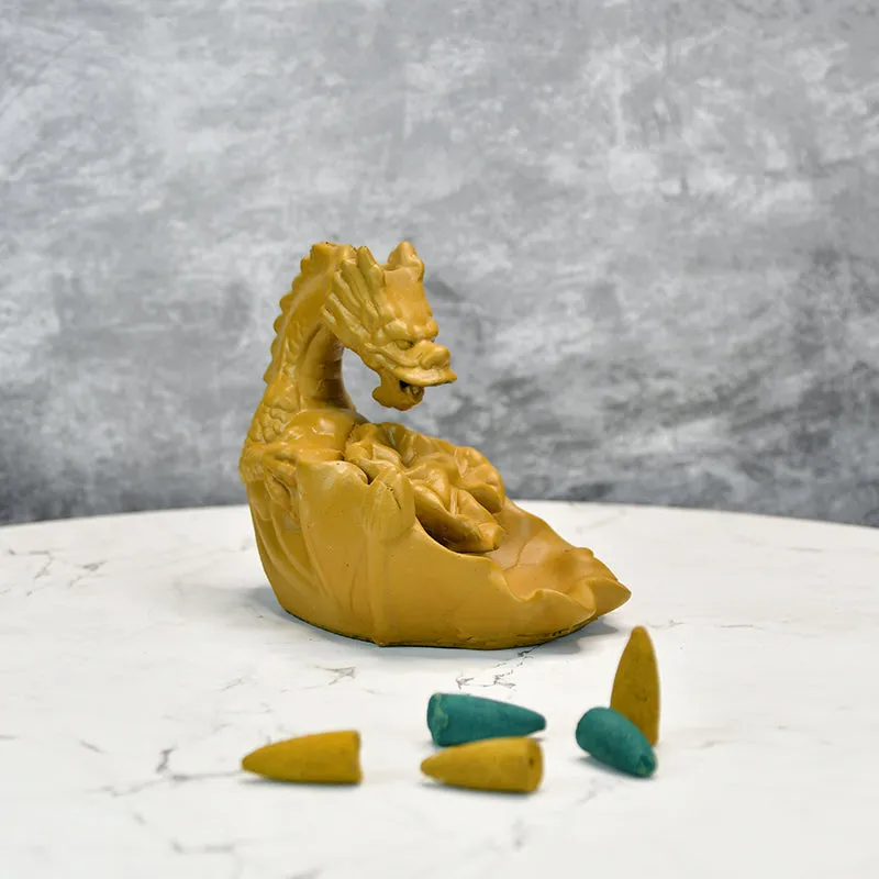 Chinese Dragon Incense Holder With Five Cone media 6
