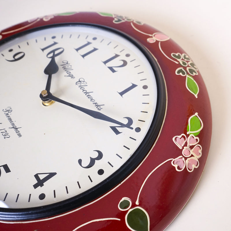 Floral Time Loop Hand Painted Wood Wall Clock media 3