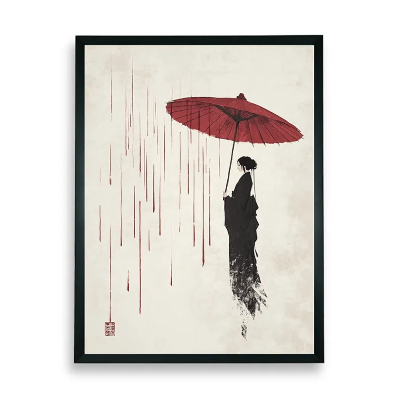 Geisha With Umbrella Wall Art With Resin Frame media 7