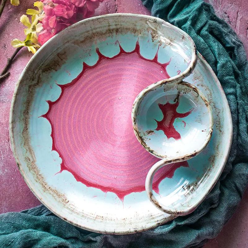 Aldia Handmade Ceramic Chip and Dip Platter