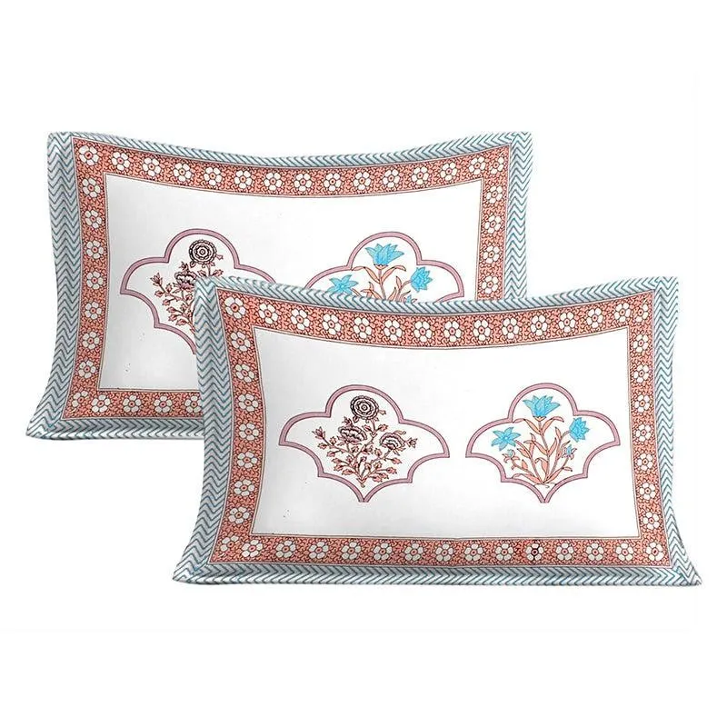 Sybil Floral Cotton Bedsheet (White,Pink) - 180 TC media 5