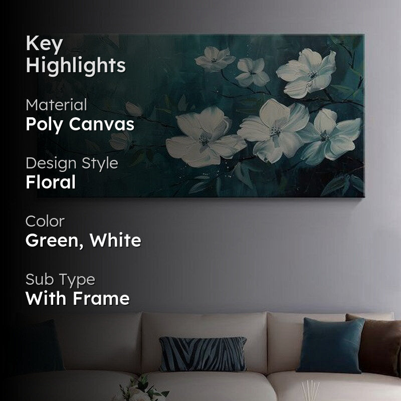 White Blooms Amid Green Serenity Wall Painting media 2
