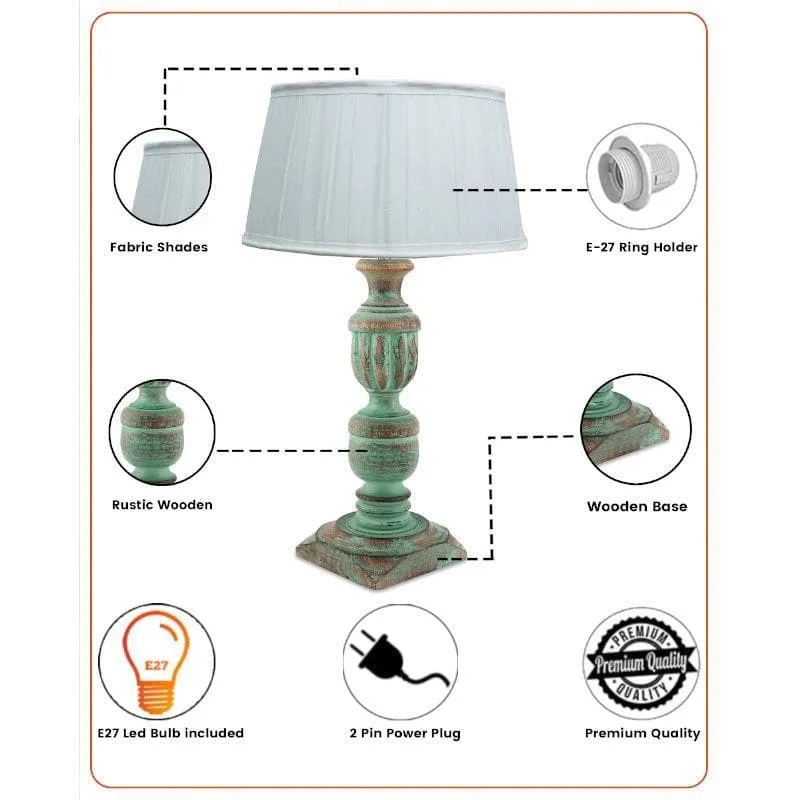 Earthine Fabric Table Lamp - White,Blue media 6
