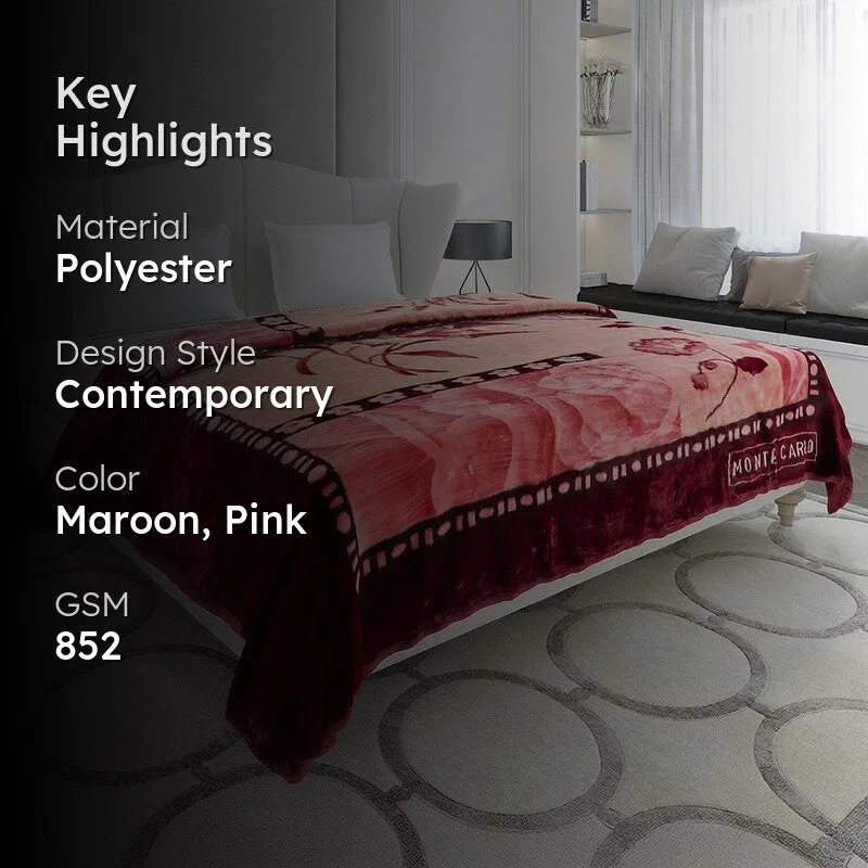 Monte Carlo Crimson Dreamscape Blanket (Maroon,Pink) - 852 GSM media 2