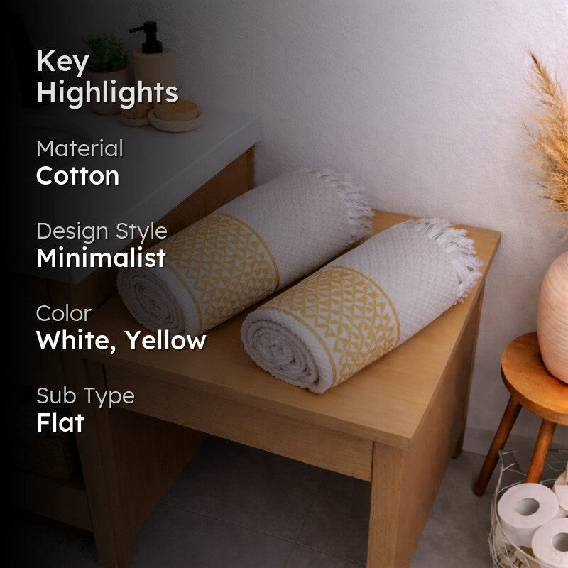 MosacStrip Cotton Bath Towel (Yellow & White) - Set Of Two media 2