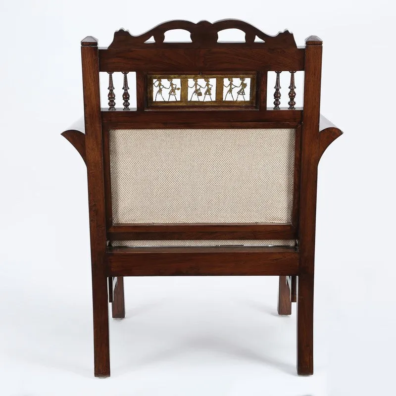 Maharaja Teak Wood Accent Chair - Ivory media 5