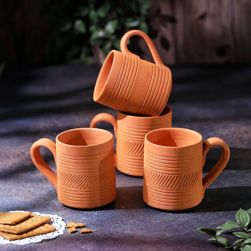 Srinda Terracotta Coffee Mug (250 mL Each) - Set of Four media 6