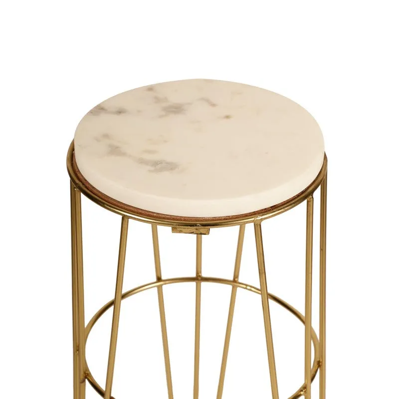 Marble Top Aluminum Side Table (Gold) - Small media 6