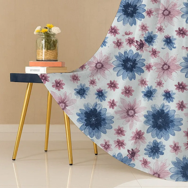 FloriBelle Cotton Curtain - Blue,Pink media 4