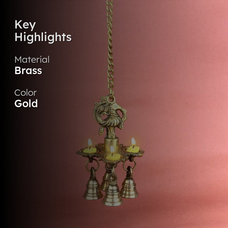 Peacock Hanging Brass Diya media 2