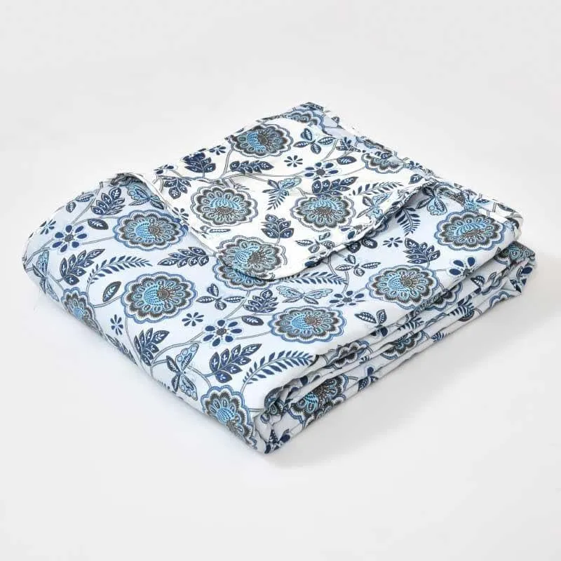 Miksha Floral Printed Blue Cotton Dohar media 5