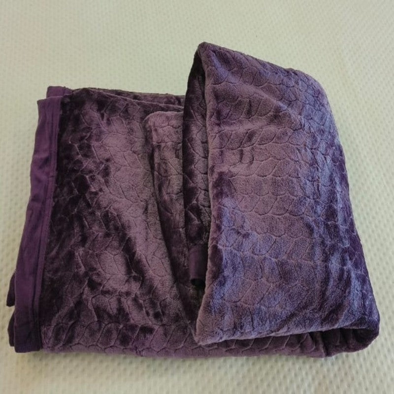 Plushyn Solid Woolen Blanket (Purple) - 300 GSM media 5