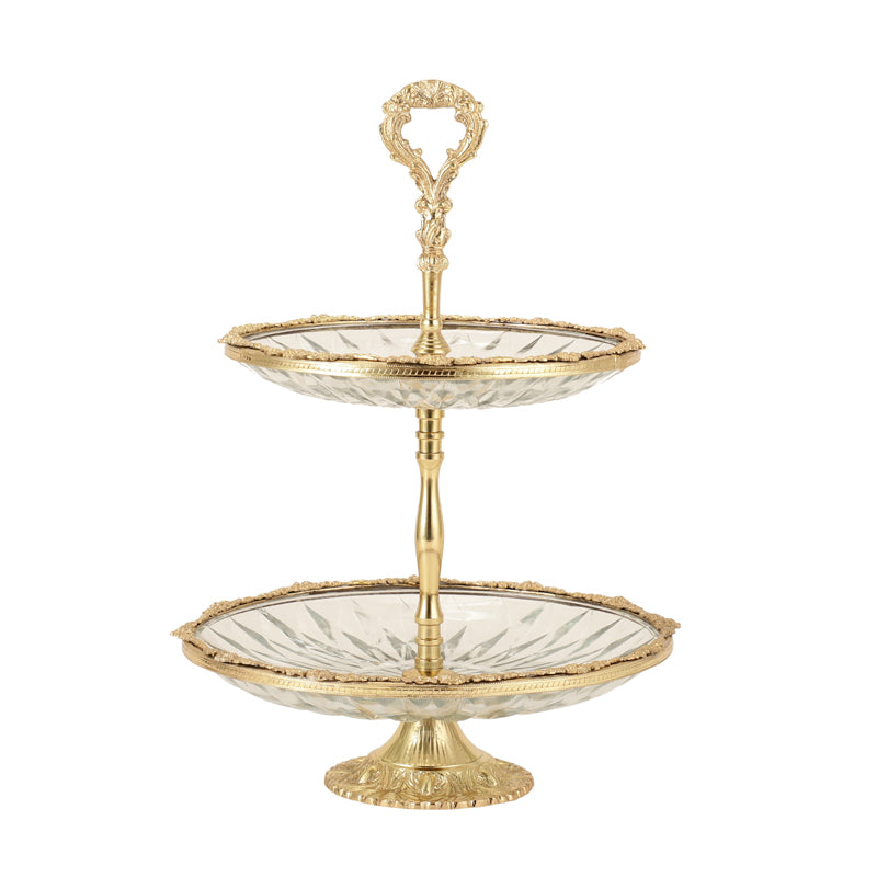 Crystal Charm Double Tier Cake Stand - Gold media 3